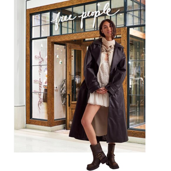 Free People Rock It Leather Trench Coat - Black -XS -  LAST ONE IN STOCK! - Picture 1 of 13
